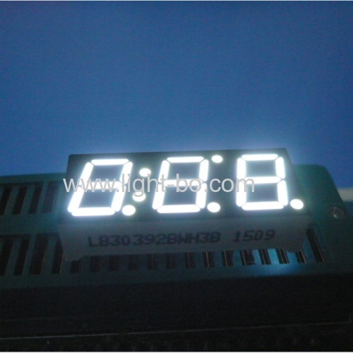Triple digit 0.39 ( 10mm) common anode ultra white 7 segment led display for Instrument Panel