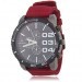 Florentine Men Women Big Dial Alloy Stainless Steel Case Canvas Band Quartz Multi-Movement Wrist Watch Wine Red