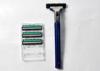 Barber Shop removable head two blade manual shaving razor with plastic handle