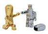 Robot Shaped Metal USB Flash Drive Gold / Silver With Full Capacity