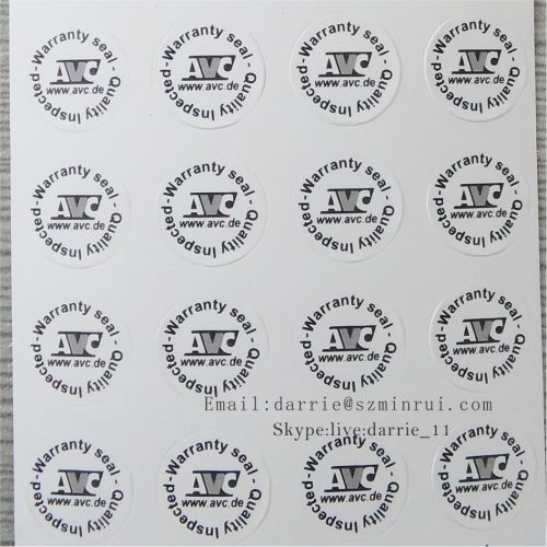 Small circular Diameter 10mm with logo and website the electronics Destructible Self-Adhesive crumblin warranty sticker.