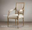 Europe style fashion french upholstered armrest Fabric Dining Chair with wooden legs
