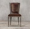 Top grain dark brown leather dining chairs/ leather studded dining chairs