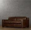 Three Seater Upholstered Leather Living Room Sofa with Country Antique Vintage Style