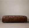 Tufted brown leather footstool with storage for Coffee With Nailheads