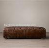 Tufted brown leather footstool with storage for Coffee With Nailheads