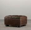 Home Furniture Brown leather storage footstool Ottoman With Nailheads