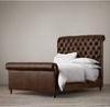 French Vintage Chesterfield Upholstered King Leather Bed for Bedroom Furniture