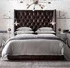 Comfortable US Style Tufted Platform King Leather Bed with high / low back