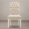 French Antique Style Wooden Fabric Upholstered Tufted Square dining room side chair