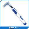 Blue / white twin blade razor rubber metal handle pivoted head for Male