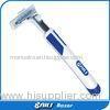 Blue / white twin blade razor rubber metal handle pivoted head for Male
