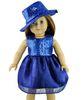 Deep Blue Paillette Satin Short Prom Dress for Dolls with Top Hat