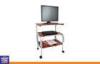 Brown Tall Flat Screen TV Stand Trolley with 4 Wheels Contemporary Home Office Furniture