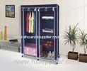 Metal Frame Mobile Non Woven Wardrobe with Zipper and Wheels Foldable Fabric Cabinets