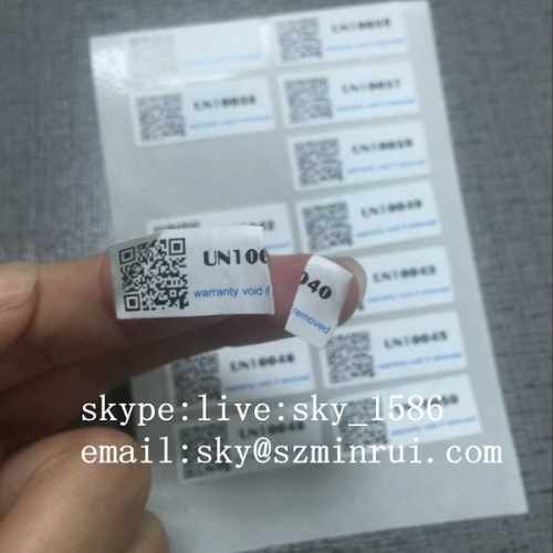 Minrui One Time Use Adhesive Security Void Tamper Evident Label Ultra Destructible Bar Code Stickers In Roll Or In Sheet