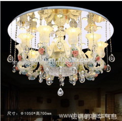 Luxury European-style garden carved ceramic crystal chandelier luxury living room bedroom ceiling ceiling