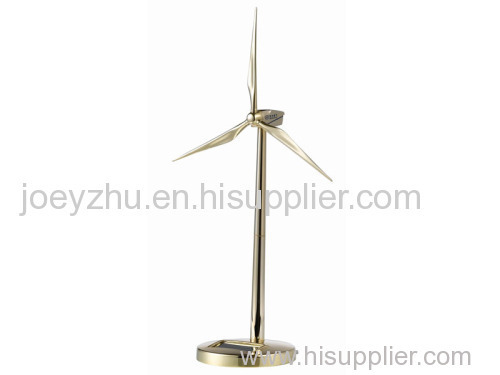 Golden Metal Wind Generator Model with Digital Clock