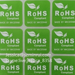 Custom Green ROHS Labels Tamper Proof Label Security Sticker Self Adhesive Vinyl ROHS Approved Sticker