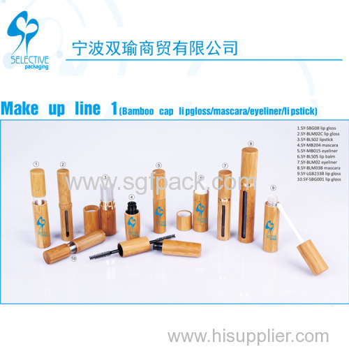 bamboo lip gloss tube natural package cosmetic container