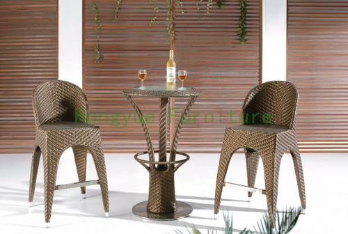 Wicker material brown color bar stool sports set designs