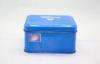 Blue Square Cookies / Biscuit Tin Boxes For Packaging Adjustable Height