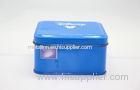 Blue Square Cookies / Biscuit Tin Boxes For Packaging Adjustable Height