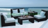 Dark grey rattan sofa furniture set in iron frame materials