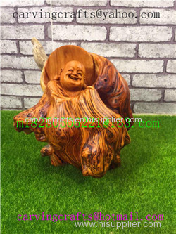 Mi Le Fo Buddha Carving crafts made in china by Thuja sutchuenensis root