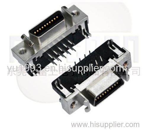 SCSI 20 Pin Female Ribbon Type Connector R/A DIP for PCB
