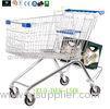 Low Carbon Steel Metal Shopping Cart With Wheels / Supermarket Shopping Trolleys