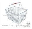 28 Liter Storage Supermarket Metal Shopping Basket With Two Red Plastic Handle