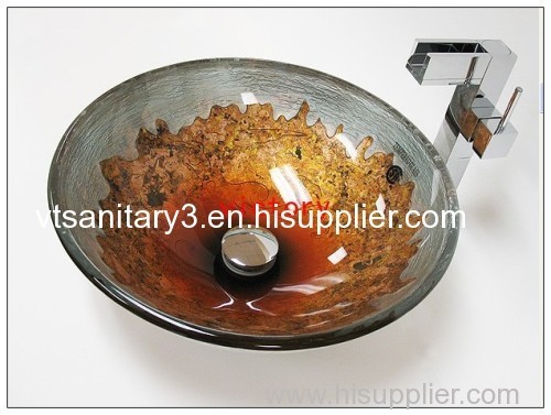 top grade art glass handpainted basin