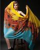 Yellow And Blue Oversized Digital Printing Silk Scarves Scarf Wrap Shawl