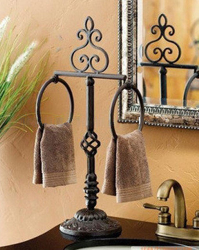 Standing Round Towel display rack with 2 pcs ring