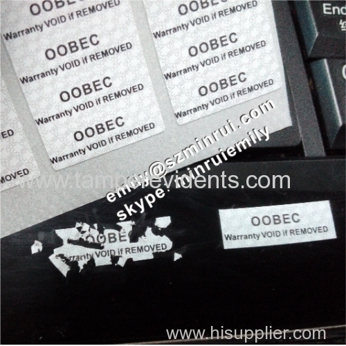 Custom Logo Printed Rectangle Warranty VOID If Removed Stickers Tamper Evident Warranty Labels