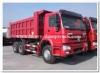 HOWO Strong Frame single axle dump trucks Left Steering 12 wheels 8x4 drive type red color