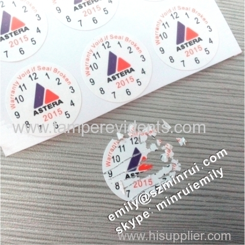Custom 22mm Circle Round Warranty Stickers With Date&Logo Security Label For Cellular