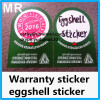 Custom high quality self adhesive brittle warranty paper sticker
