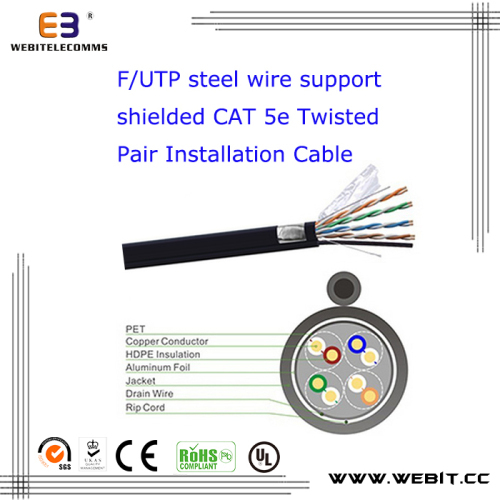 F/UTP steel wire support unshielded Cat 5e Twisted Pair Installation cable