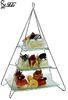 Pyramid Shape Three Layered High Tea Stand Dessert Display Stand with 3 Glass Plate