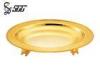 Oval Shape Gold Plated Chinese Tableware Dish Plate / Tray With Stands