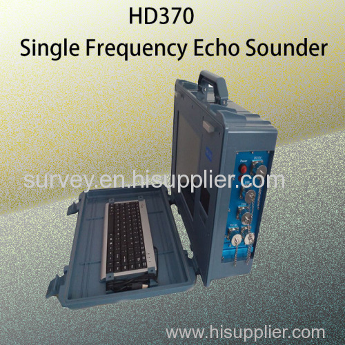 Underwater depth measuring echo sounder with single beam