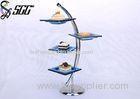 Stainless Steel Snack Dessert Display Stands with Four Blue Glass Dishes For Buffet Or Party