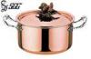 Polished Round European Copper Pot 3-Ply Cookware For Restaurants