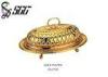 Real Gold Plated Round Food Dome Cover With Oval Reticulate Pattern Cover For Hotel / Home