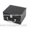 BV PU Black Leather Tool Case / Customized Black Storage Boxes Makeup Beauty Case