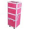 Cosmetic Trolley Case / Trolley Makeup Box Red Stone Pattern Box With Code Lock