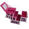 Women Necessity Makeup Storage Box Cosmetic Travel Organizer Leopard Patern Mirror Double Open