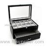 Leather Watches Display Case / Black Pu Watch Organizer Box Velvet Inside